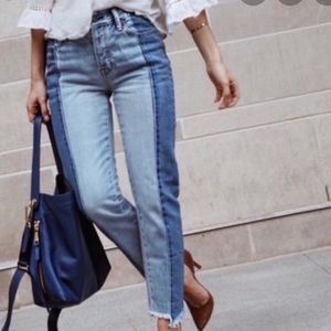 AE Jean Crop Two Tone Hi Rise Colorblock Size 18